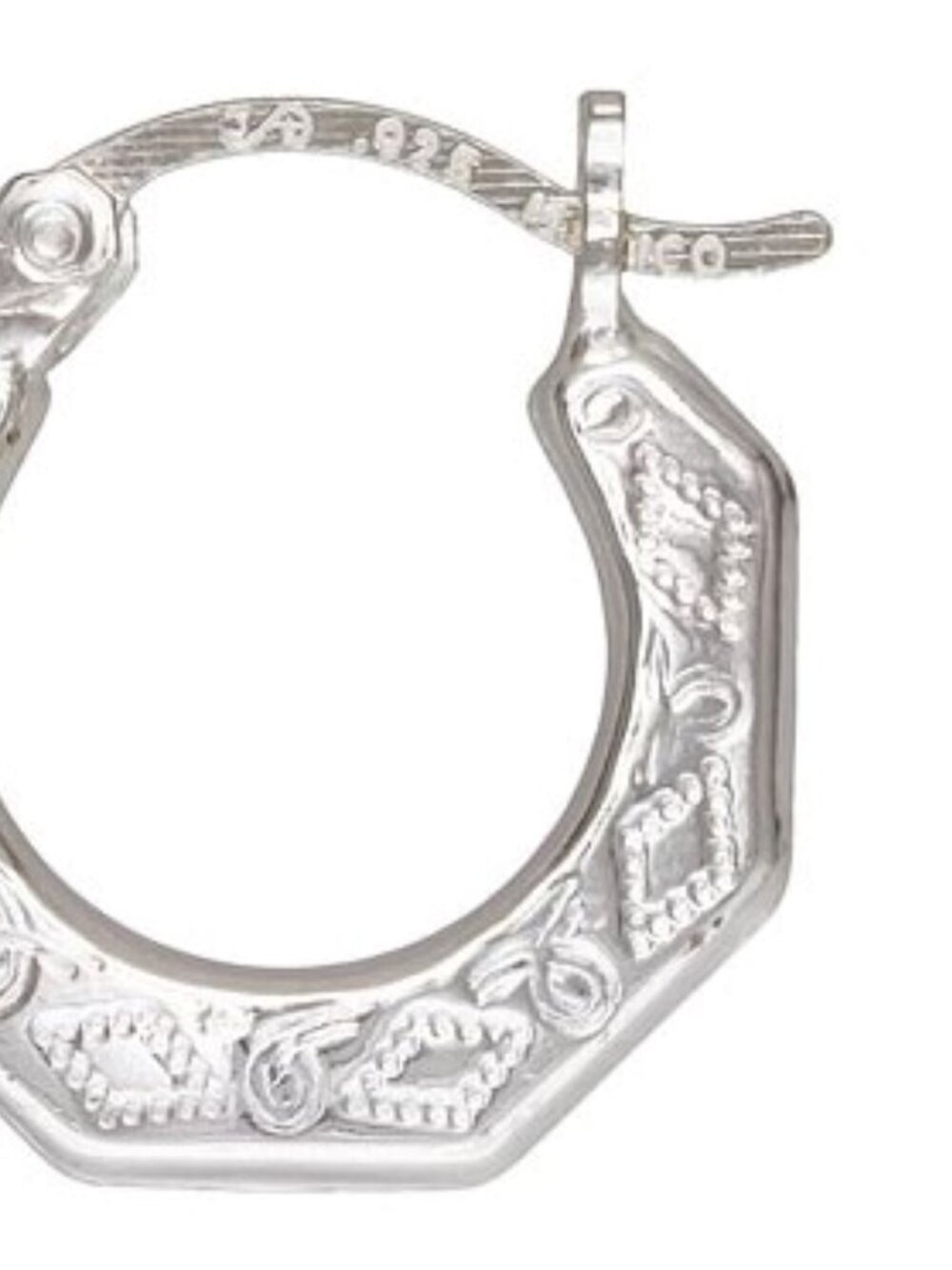 Sterling Silver 15mm Geometric Octagon Eurowire Hoop Earrings - Anti-Tarnish